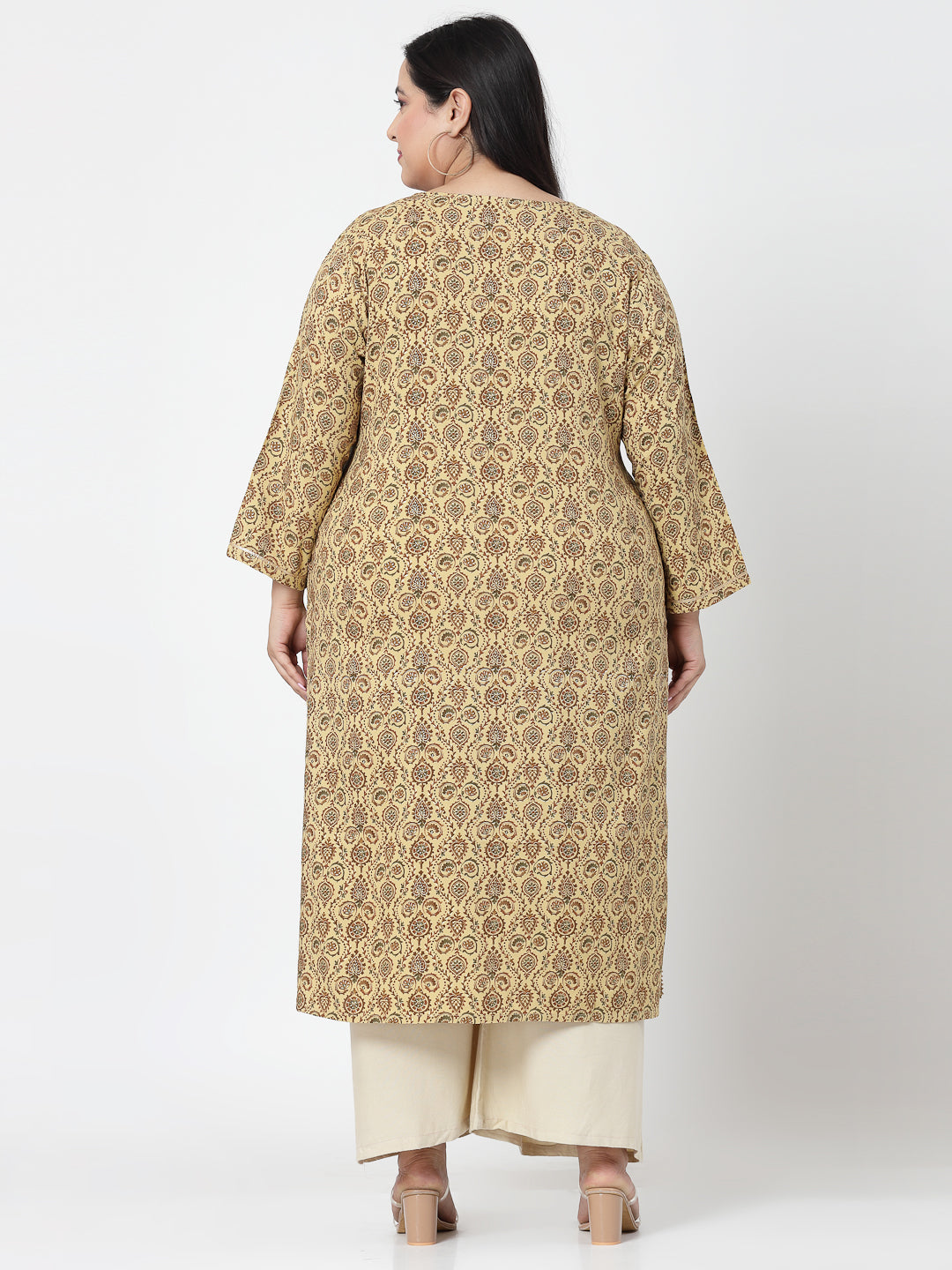 Women Plus Size Mustard Kurta With Lace - Kashyap Global Lifestyles LLP