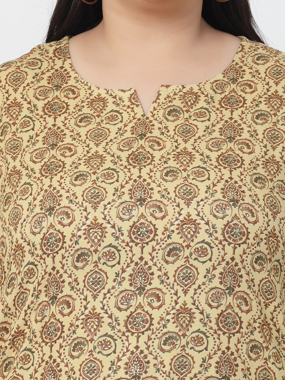 Women Plus Size Mustard Kurta With Lace - Kashyap Global Lifestyles LLP