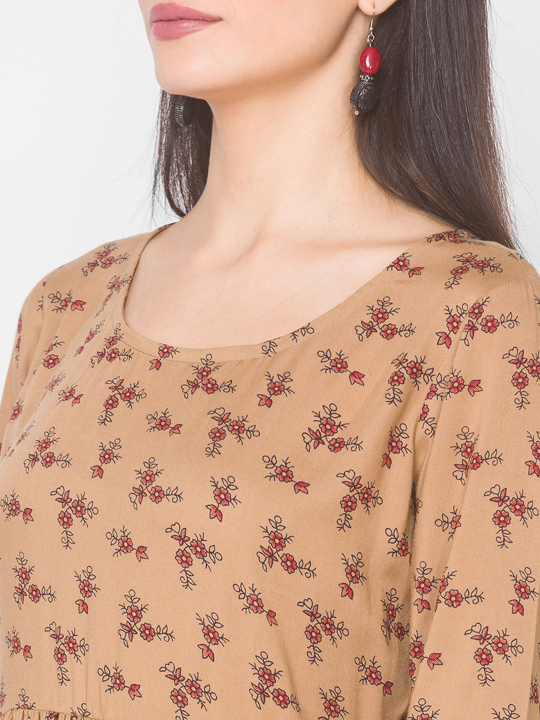 Women Brown Floral Anarkali Kurta - Kashyap Global Lifestyles LLP
