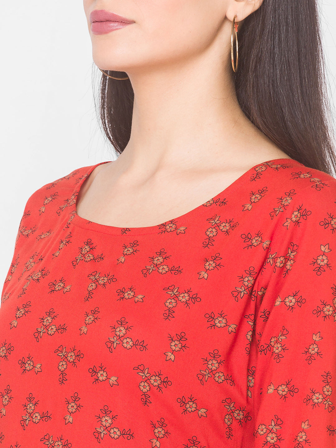 Women Orange Floral Anarkali Kurta - Kashyap Global Lifestyles LLP