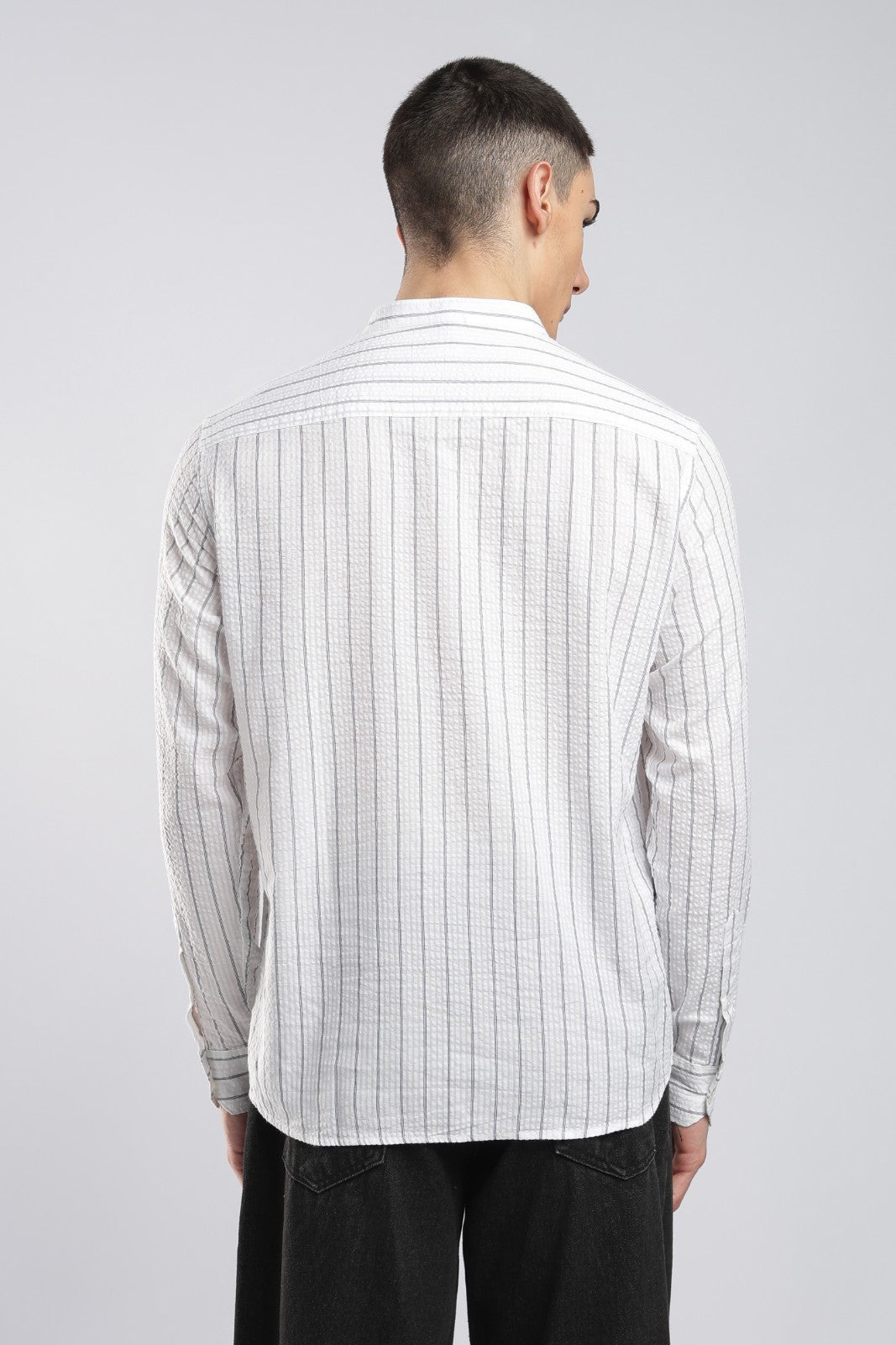 Arctic White Seersucker Short Kurta
