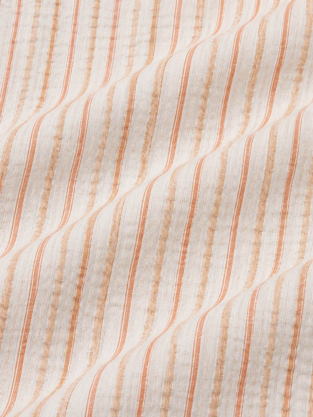 Multicolor Orange Seersucker Stripe Short Kurta