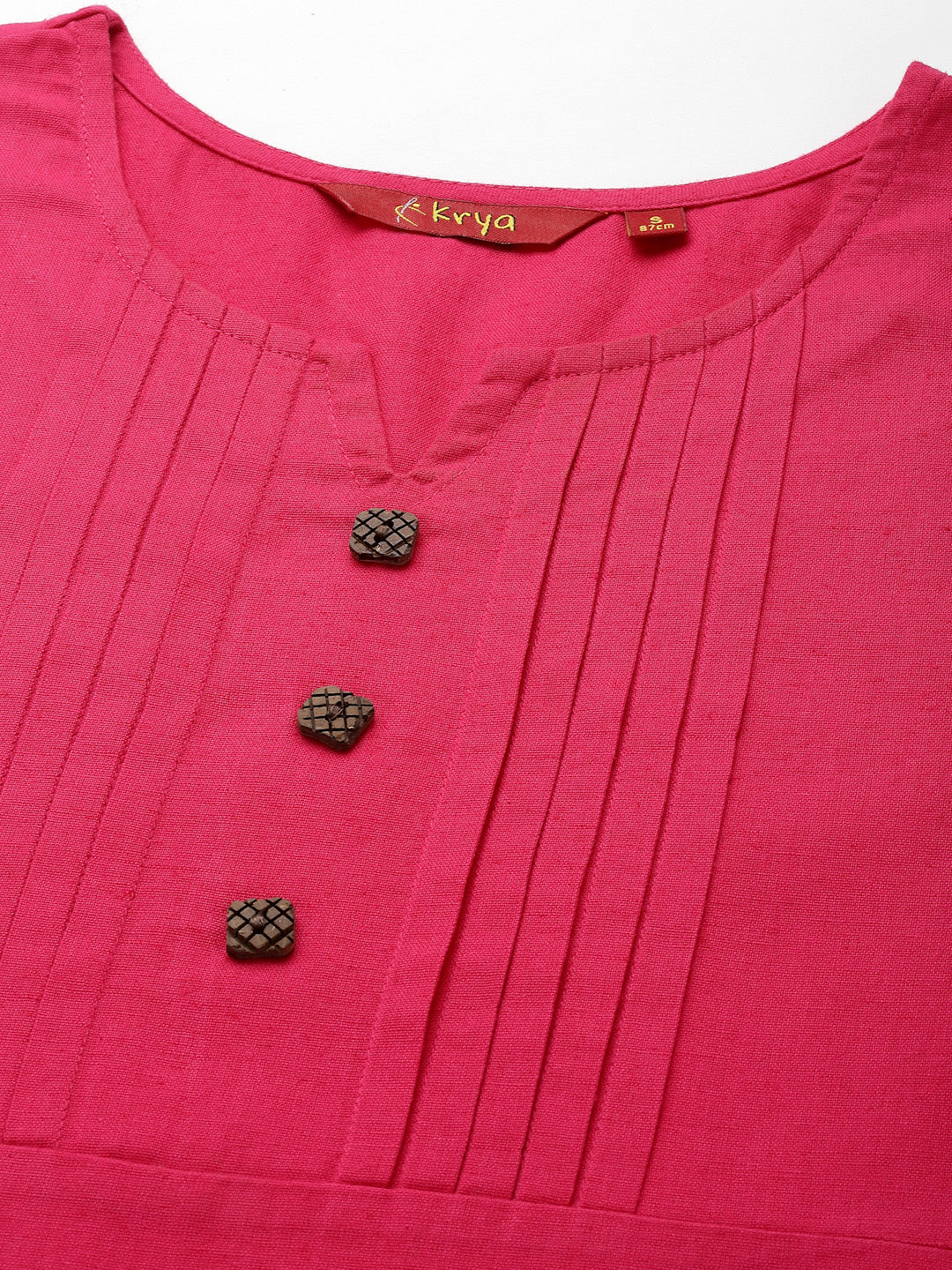Women Dark Pink Cotton Solid Knee Length Kurta - Kashyap Global Lifestyles LLP