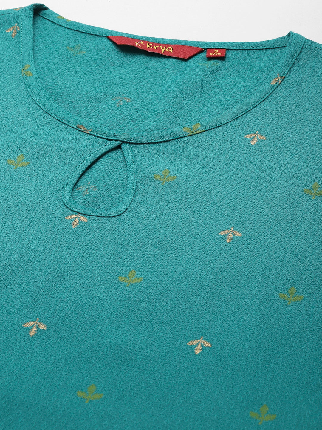 Women Teal Keyhole Neck Straight Kurta - Kashyap Global Lifestyles LLP