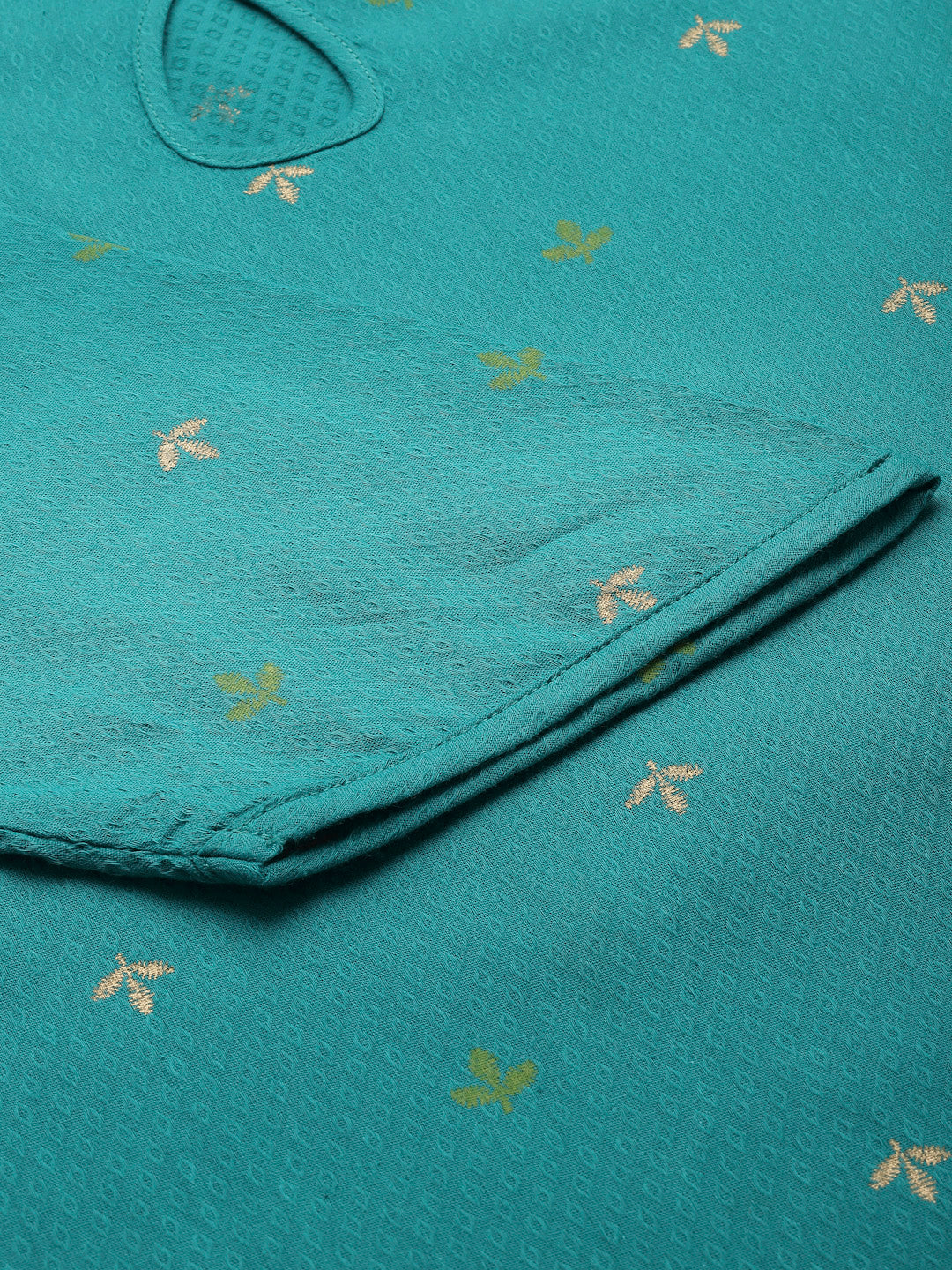 Women Teal Keyhole Neck Straight Kurta - Kashyap Global Lifestyles LLP