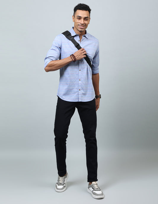 Men Light Blue Regular Fit Casual Shirt - Kashyap Global Lifestyles LLP