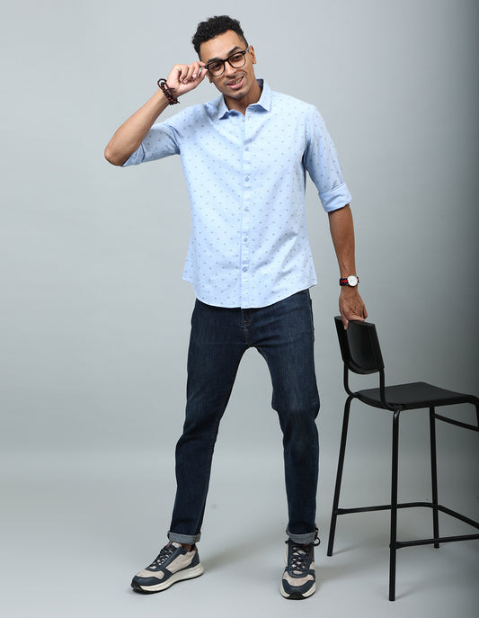 Men Blue Regular Fit Cotton Shirt - Kashyap Global Lifestyles LLP