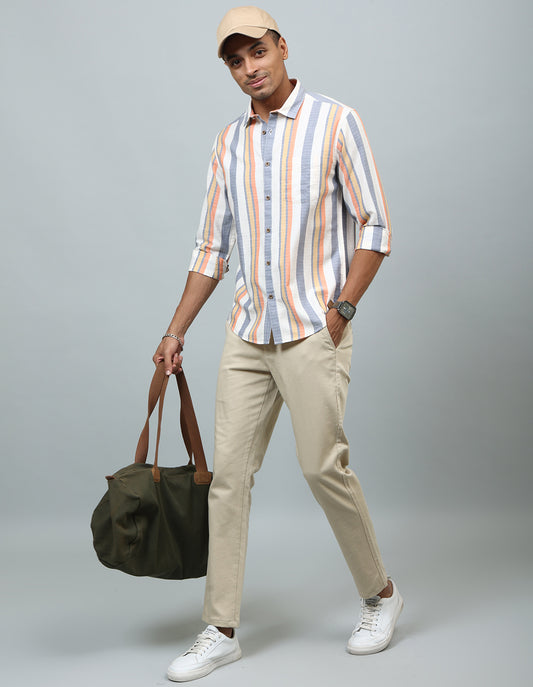 Men Multicolor Striped Cotton Shirt - Kashyap Global Lifestyles LLP