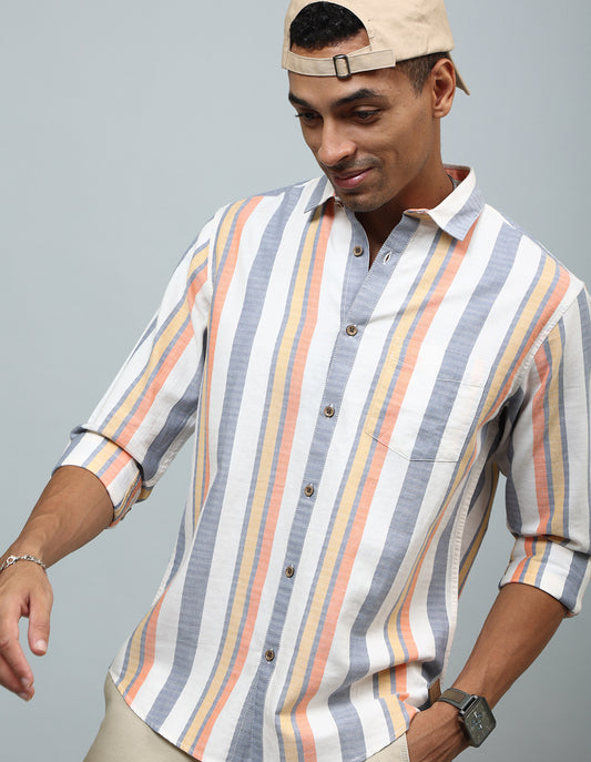 Men Multicolor Striped Cotton Shirt - Kashyap Global Lifestyles LLP
