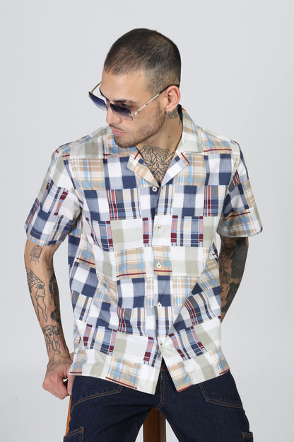 Uri Patch Work Multicolor Half Sleeve Shirt
