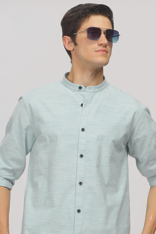 Uri Blue Mandarin Collar Shirt