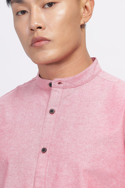 Uri Mauve Mandarin Collar Oxford Shirt
