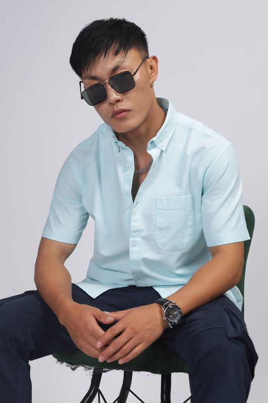 Uri Turquoise Button Down Oxford Shirt