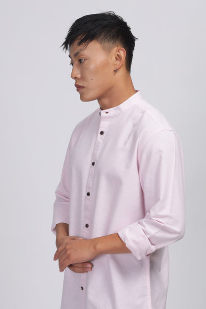 Uri Baby Pink Mandarin Collar Oxford Shirt
