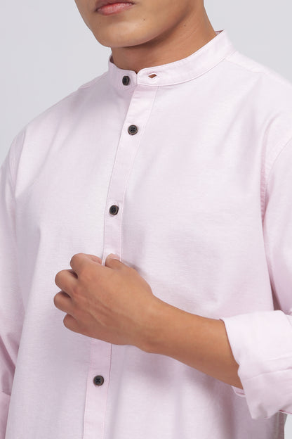 Uri Baby Pink Mandarin Collar Oxford Shirt