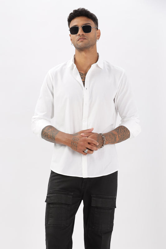 Uri White Dobby Textured Casual Shirt