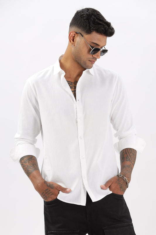 Uri White Dobby Textured Casual Shirt