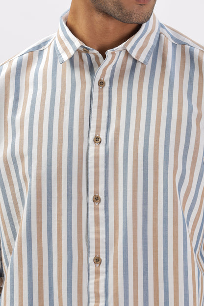 Uri Multicolor Vertical Stripe Casual Cotton Shirt
