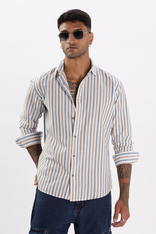 Uri Multicolor Vertical Stripe Casual Cotton Shirt