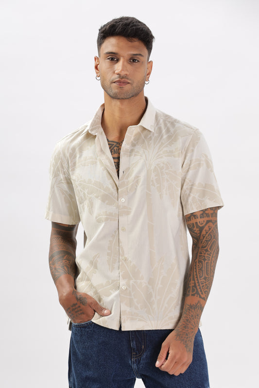 Uri Cream Floral Print Boxy Shirt