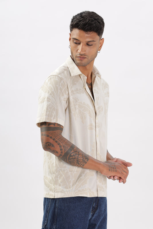 Uri Cream Floral Print Boxy Shirt