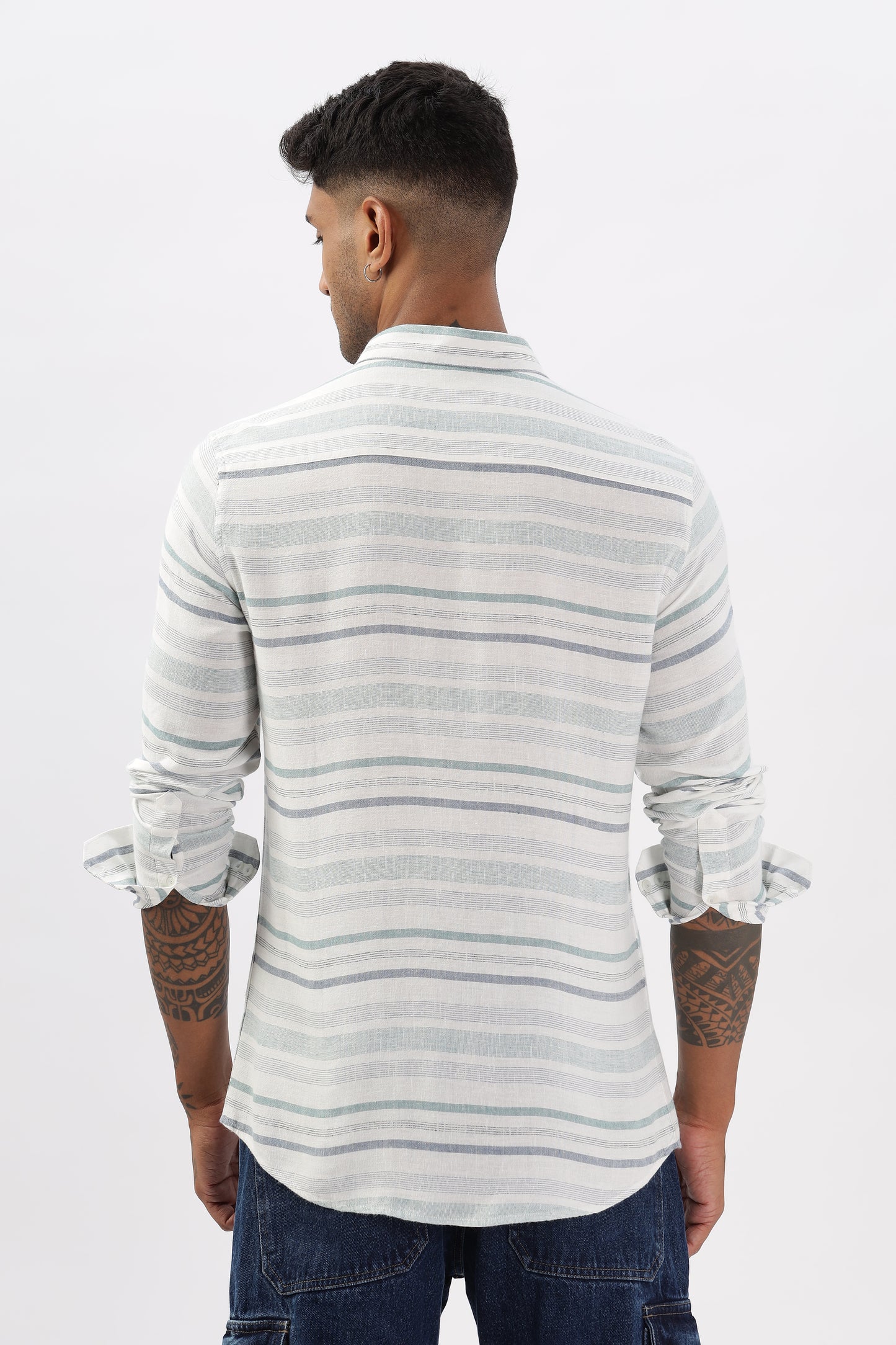 Uri Horizontal Stripe Linen Casual Shirt