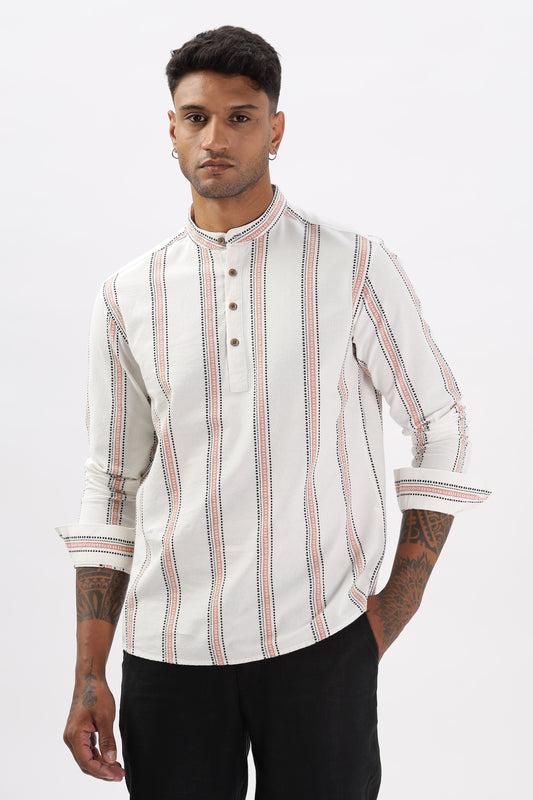 Uri Dobby Texture Off White Short Kurta