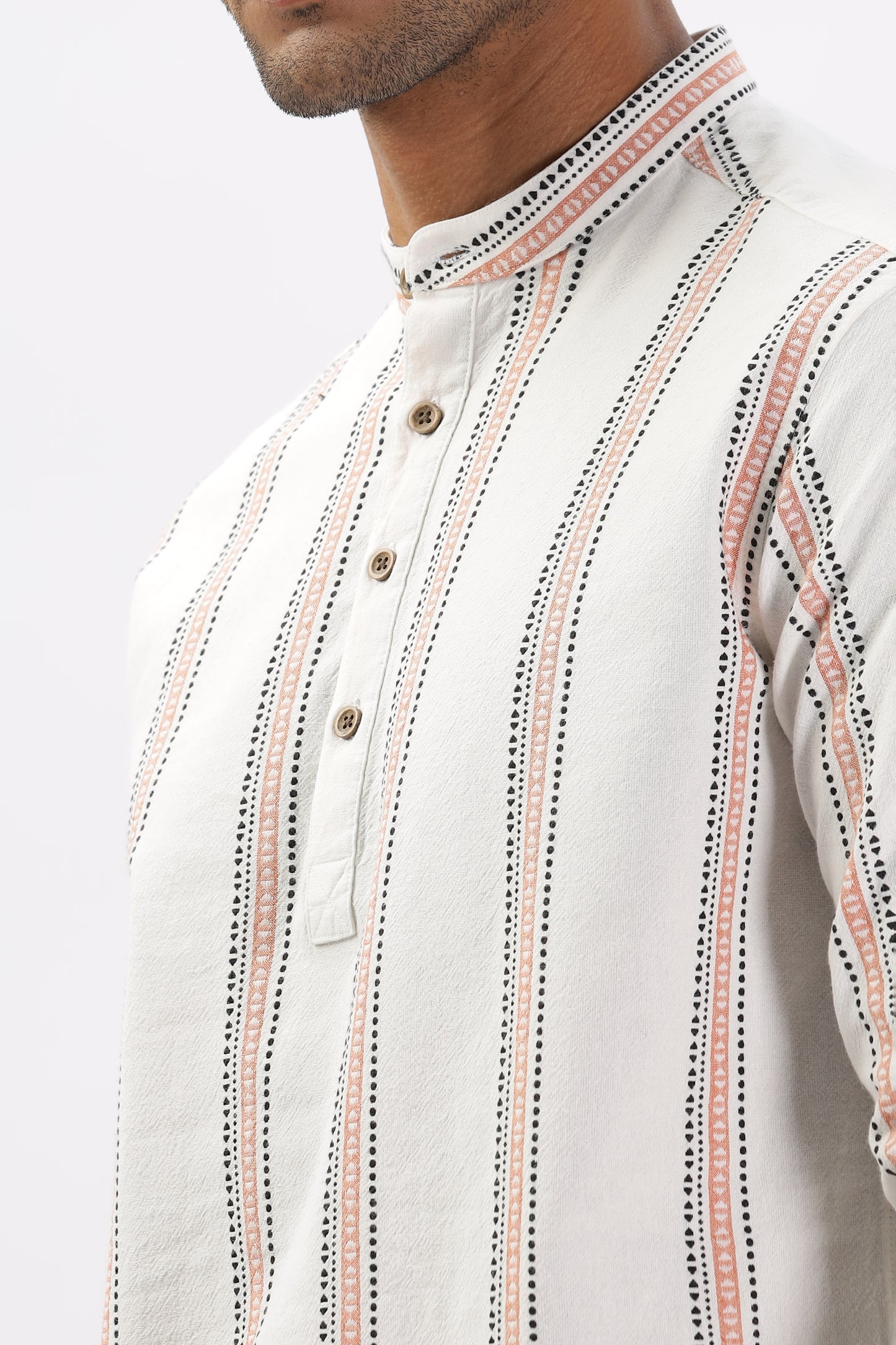 Uri Dobby Texture Off White Short Kurta