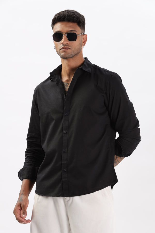 Uri Black Dobby Textured Casual Shirt