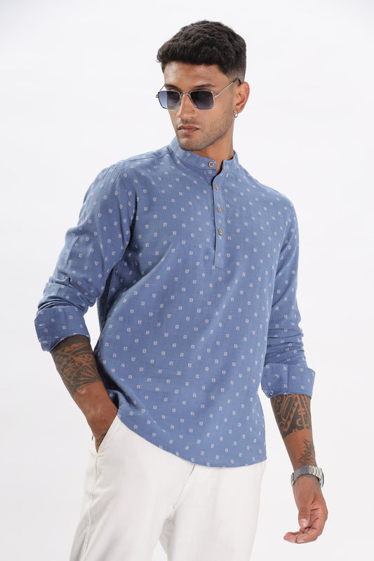 Uri Blue Dobby Short Kurta