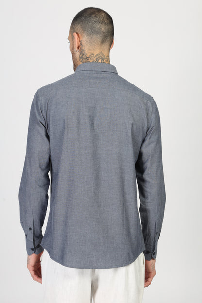 Uri Dark Grey Double Pocket Casual Shirt