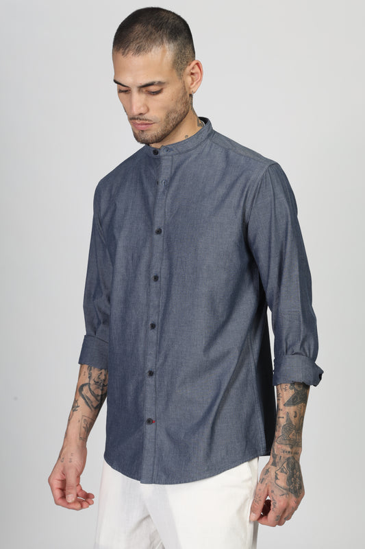 Uri Dark Grey Mandarin Collar Shirt