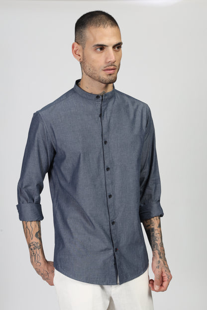 Uri Dark Grey Mandarin Collar Shirt