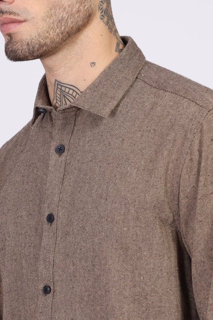 Uri Herringbone Regular Fit Casual Shirt