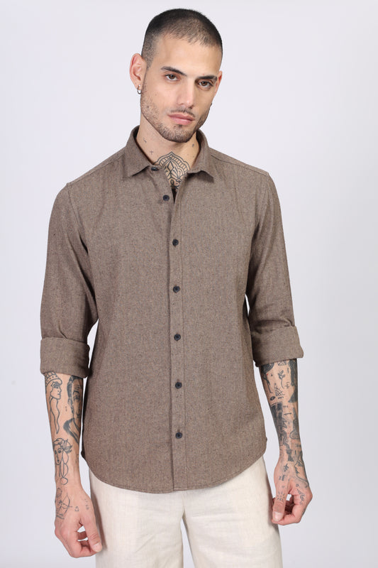 Uri Herringbone Regular Fit Casual Shirt