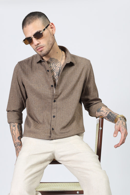 Uri Herringbone Regular Fit Casual Shirt