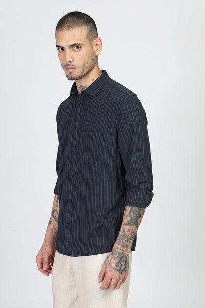 Uri Navy Stripe Full Sleeve Shirt