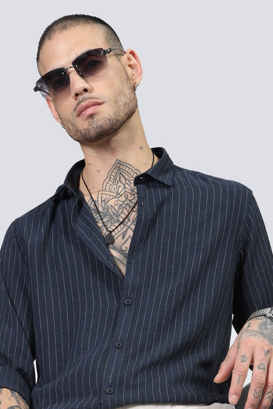 Uri Navy Stripe Full Sleeve Shirt