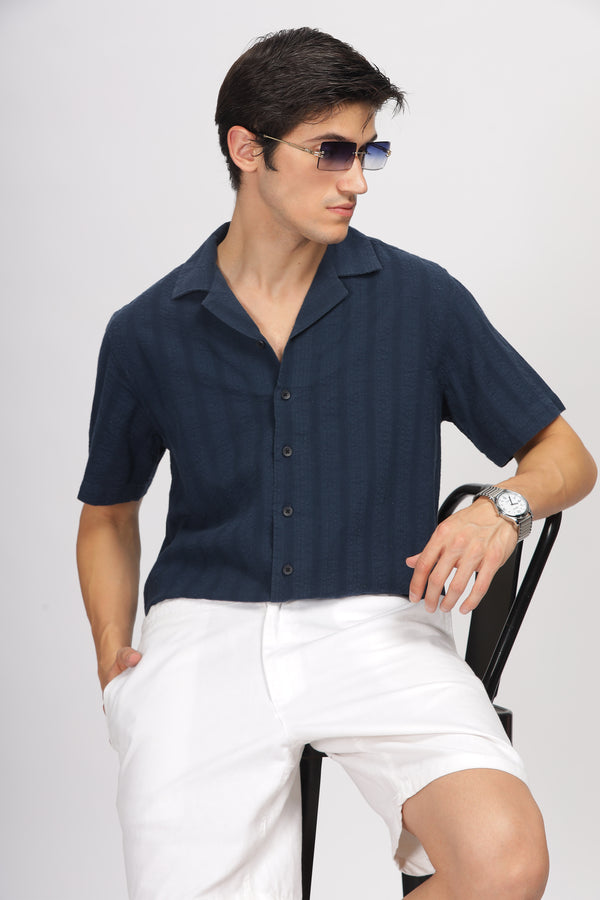 Uri Pure Cotton Seersucker Striped Shirt