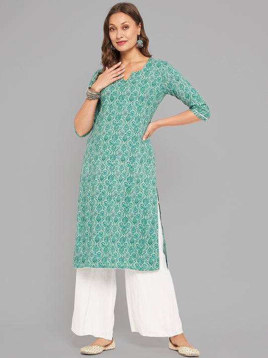Women Green Kurta With Lace - Kashyap Global Lifestyles LLP