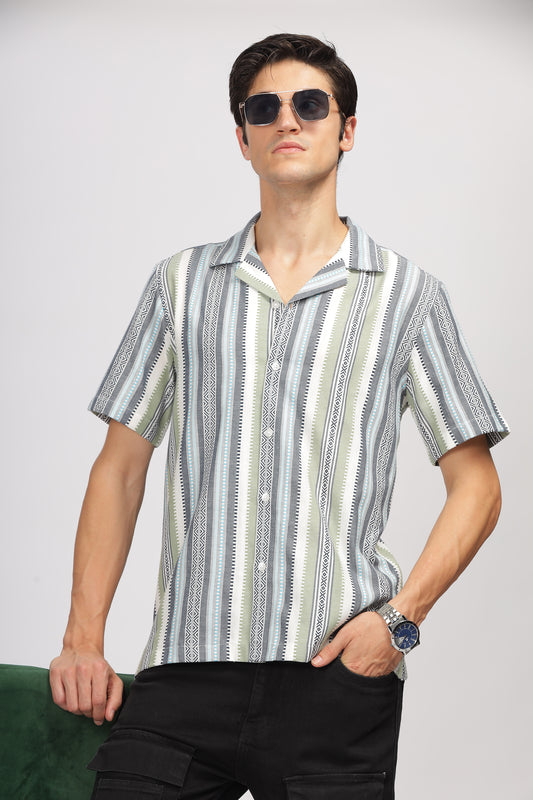Uri Jacquard Cuban Collar Shirt