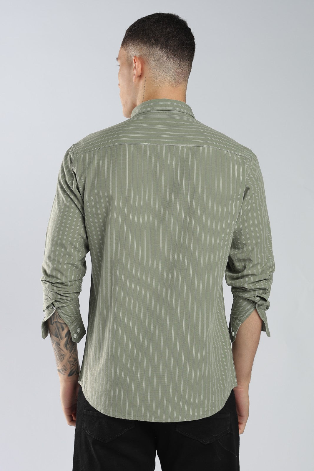 Dusty Green Heritage Stripe Shirt