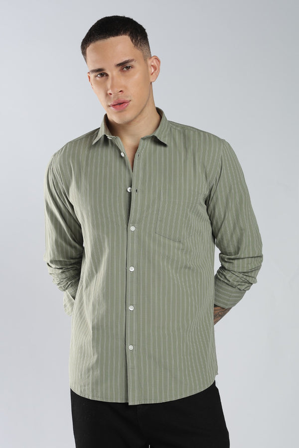Dusty Green Heritage Stripe Shirt