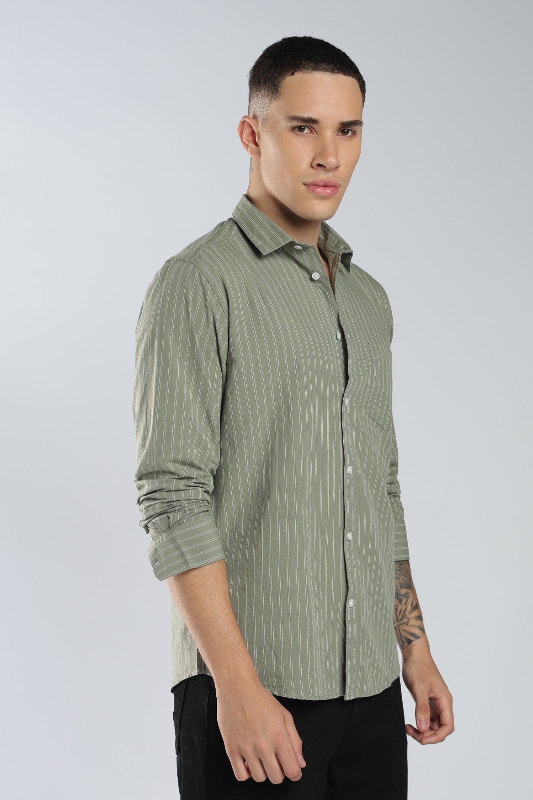 Dusty Green Heritage Stripe Shirt