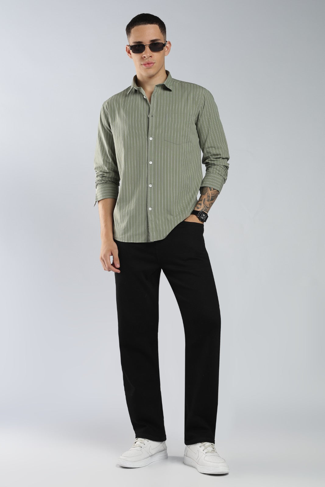 Dusty Green Heritage Stripe Shirt