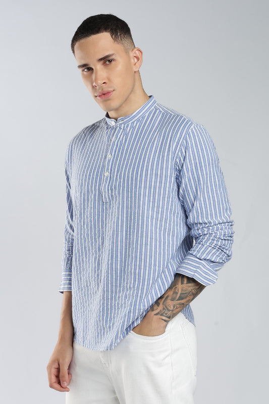 Dusk Blue Stripe Short Kurta