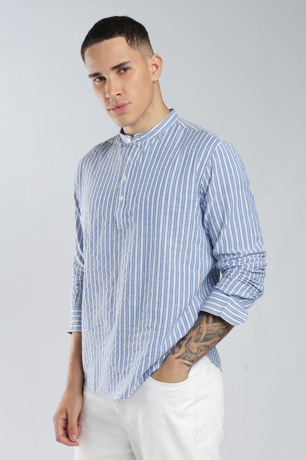 Dusk Blue Stripe Short Kurta