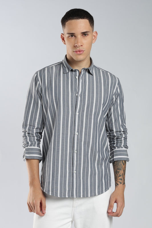 Dark Grey Fine Stripe Shirt