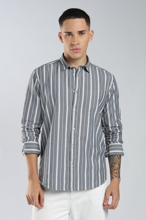 Dark Grey Fine Stripe Shirt