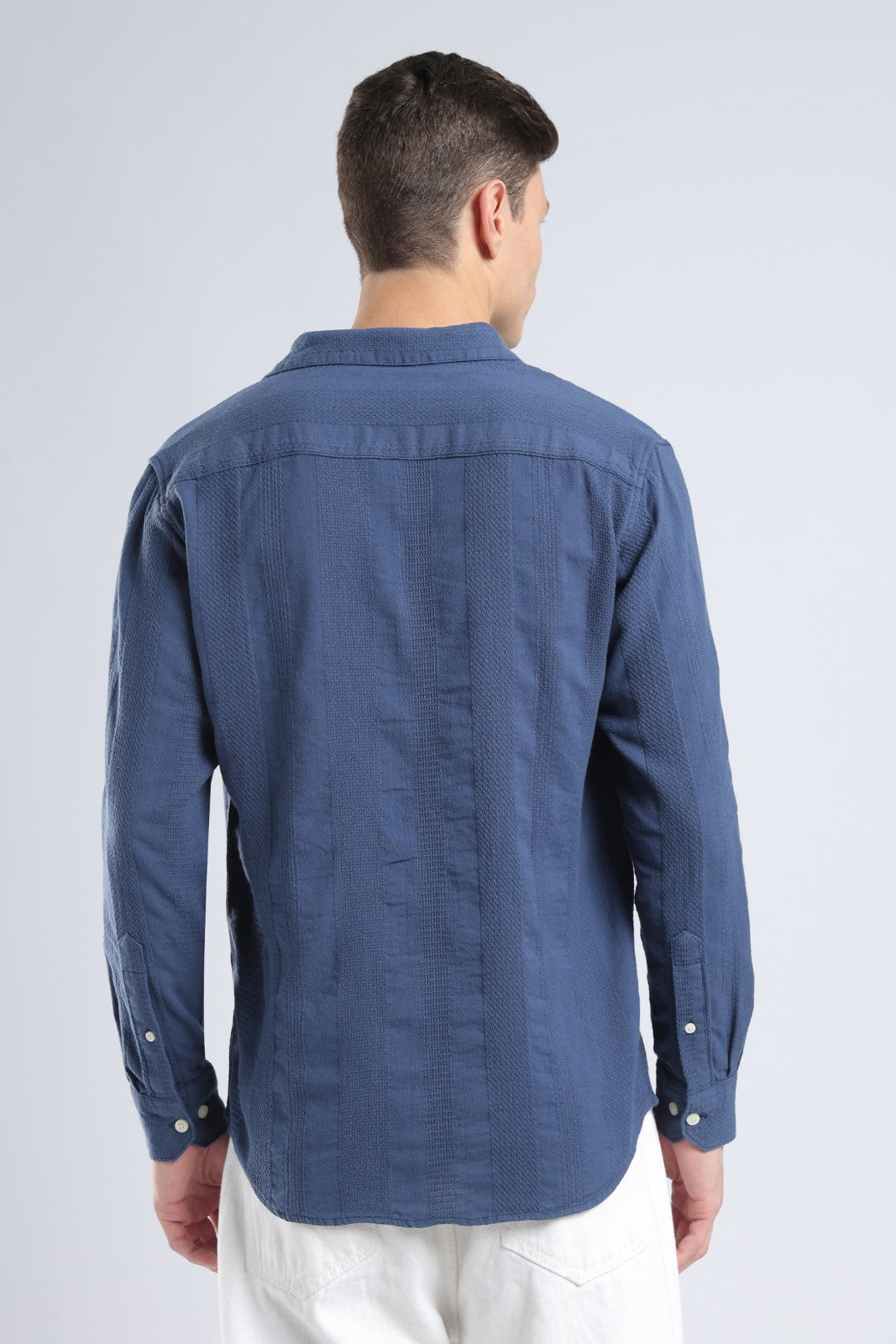 Deep Blue Dobby Stripe Casual Shirt